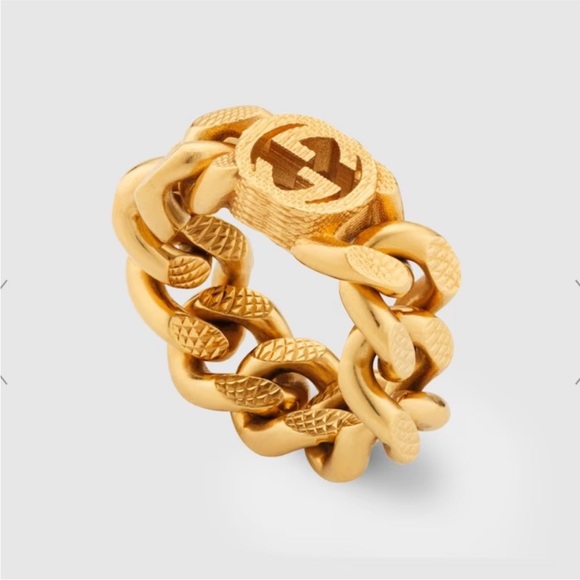 NIB GUCCI - Interlocking G Chain Ring - Picture 1 of 2